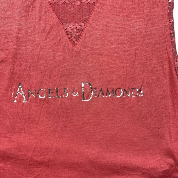 Angels Diamonds Tunic Top Womens S Red Whimsi Goth Indie Sleaze Soft Girl Glam - Picture 7 of 16